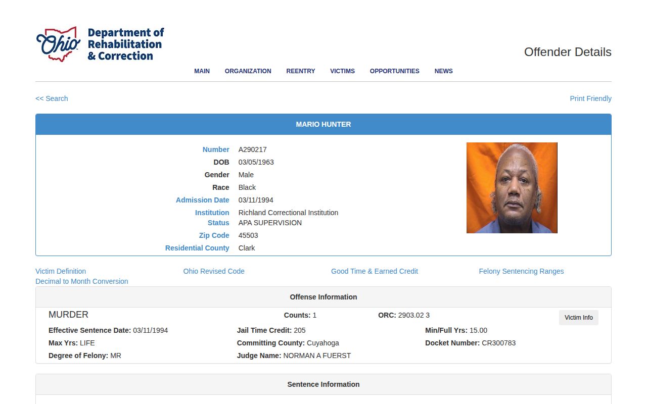 Marion County parole and post-release supervision hearing record