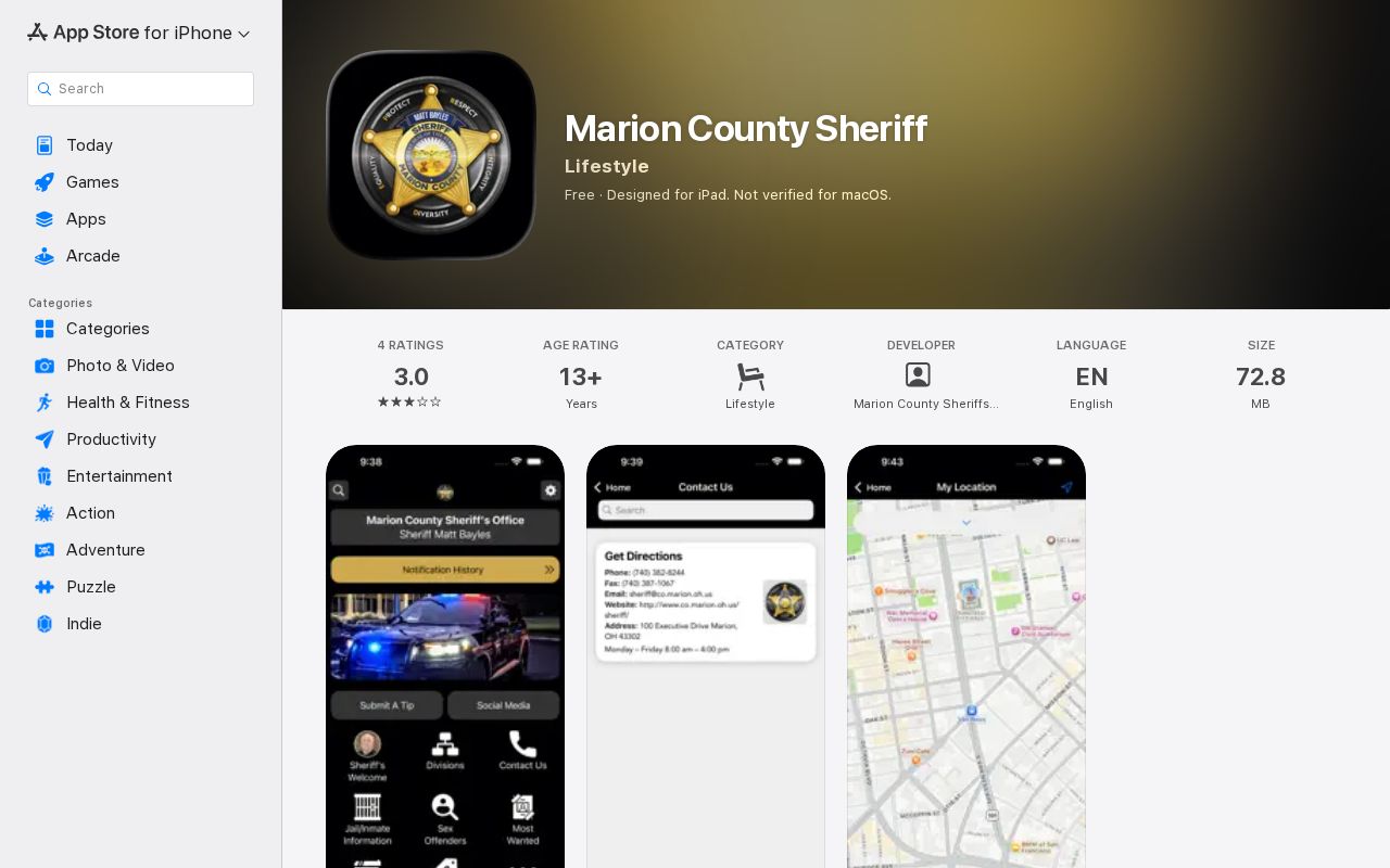 Marion County Sheriff app listing without released-inmate mugshot gallery